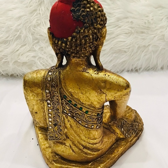 Gold Buddha Statue with Red Accents - Picture 3 of 13